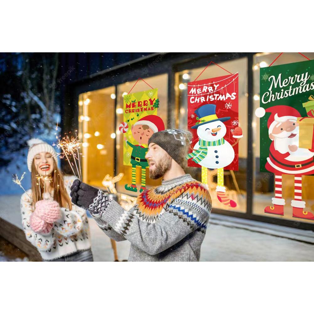 Merry Christmas Hanging Flag Ornaments Cute Shapes Xmas Gifts For Home Walls Windows Door Decoration