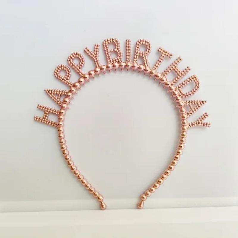 New Pearl Hair Band Happy Birthday English Letter Headband Children's Birthday Party Jewelry Gift Hair Accessories for Girls