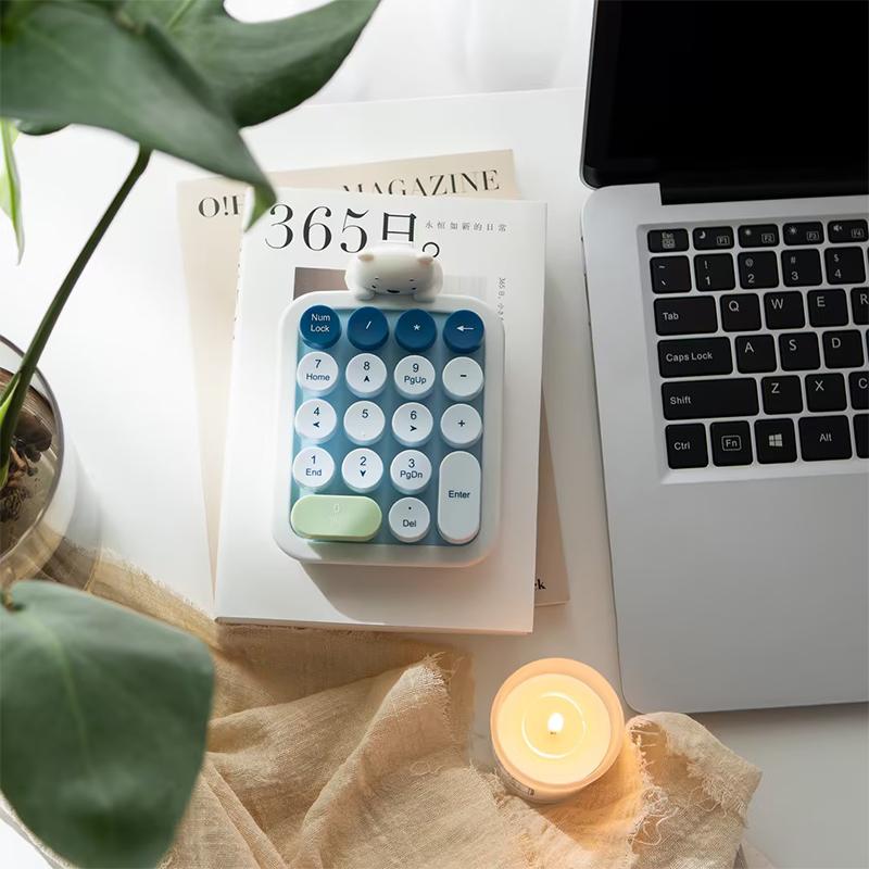 Mofii Bezdrátová numerická klávesnice, Barevná retro mini přenosná numerická klávesnice, 2.4G bezdrátová externí klávesnice pro počítač