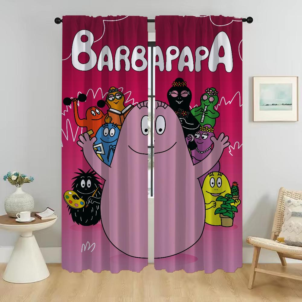 Home Interior Curtains for Camera Les Barbapapas Blackout Curtain for Room 2 Panel Partition Shades Halloween Decoration Living