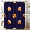 Halloween-themed Shower Curtain with Pumpkin Designs for Home Decor In Purple Color Waterproof Fabric Washable Bathroom Curtains