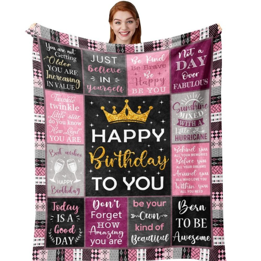 80. Geburtstag Geschenkdecke Druck Weiche und Bequeme Flanelldecke für Sofa Bett Wohnzimmer