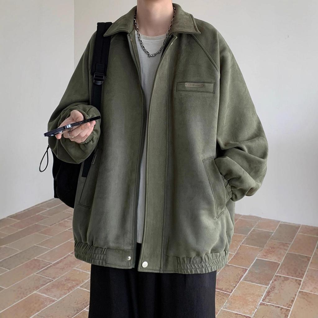 Men's Suede Velvet Jacket: Spring/Autumn Casual Loose Lapel for Cool Street Style Teens