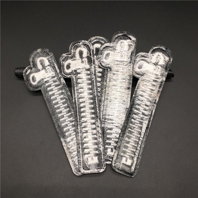 5Pcs Zippers Embroidery Patches For Clothing Punk Stripes Black And White Diy Badges Ironing Patches On Clothes Sewing Applique