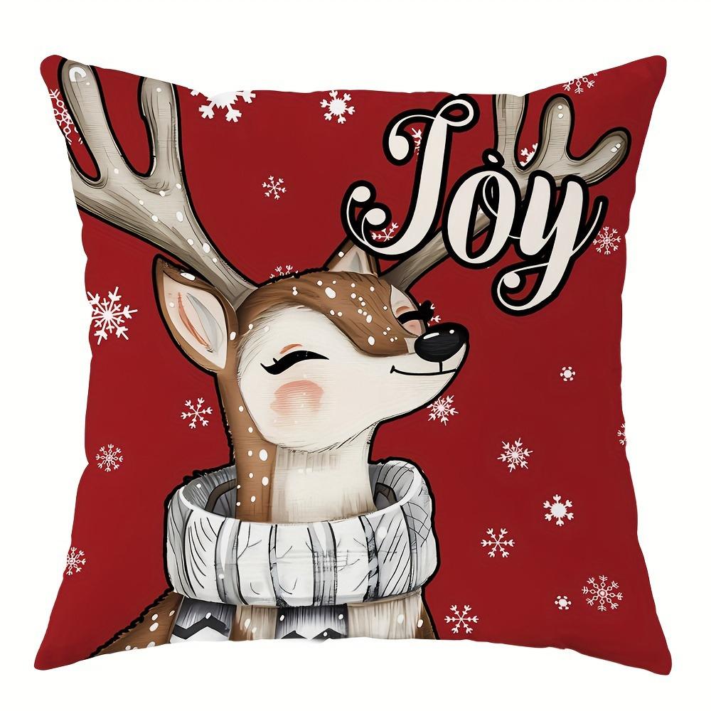 Christmas Decoration Pillowcase Fawn Snowman Bell Socks Christmas Stick Pattern Suitable for Home Room Sofa Cushion Cover