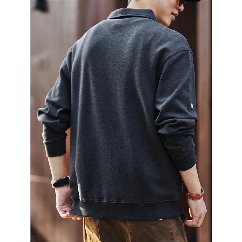 2025 Spring/Autumn Korean Style Trendy Polo Collar Hoodie: Youthful Men's Fashion, Loose Fit, Casual Long Sleeve Top