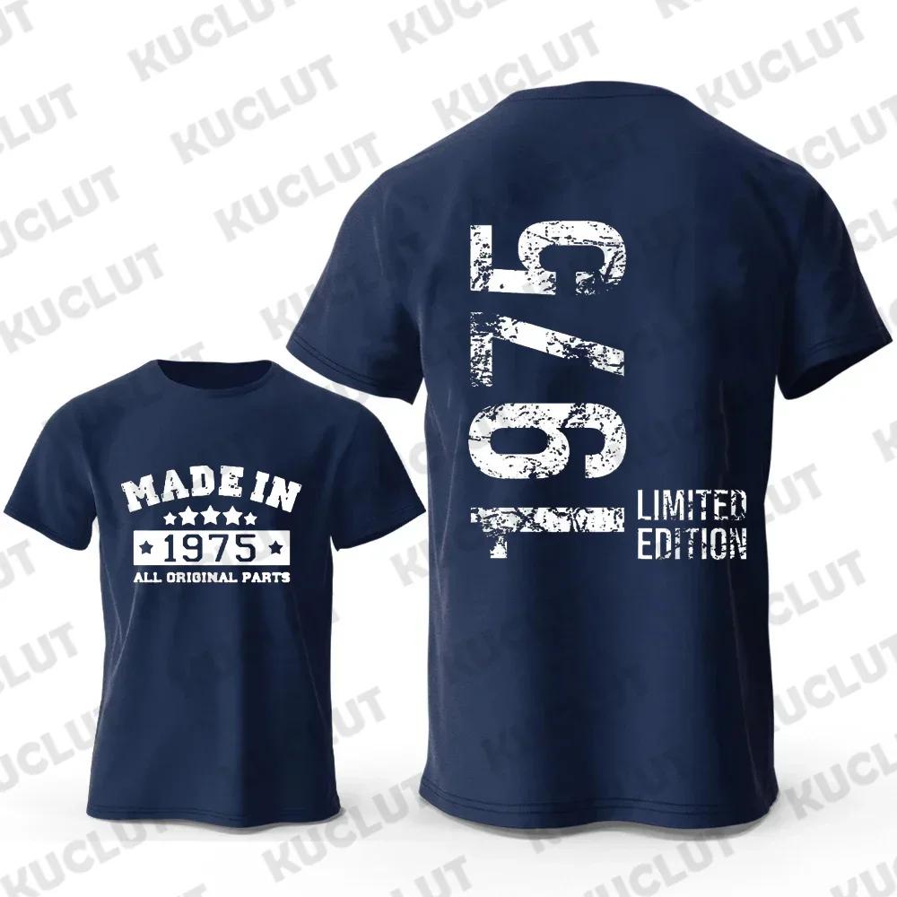 T-Shirts for Men Vintage Made In 1975  48th Birthday 48 Years T-Shirt Mens Tshirt Street Fashion Short Sleeve Shirt Men Clothing