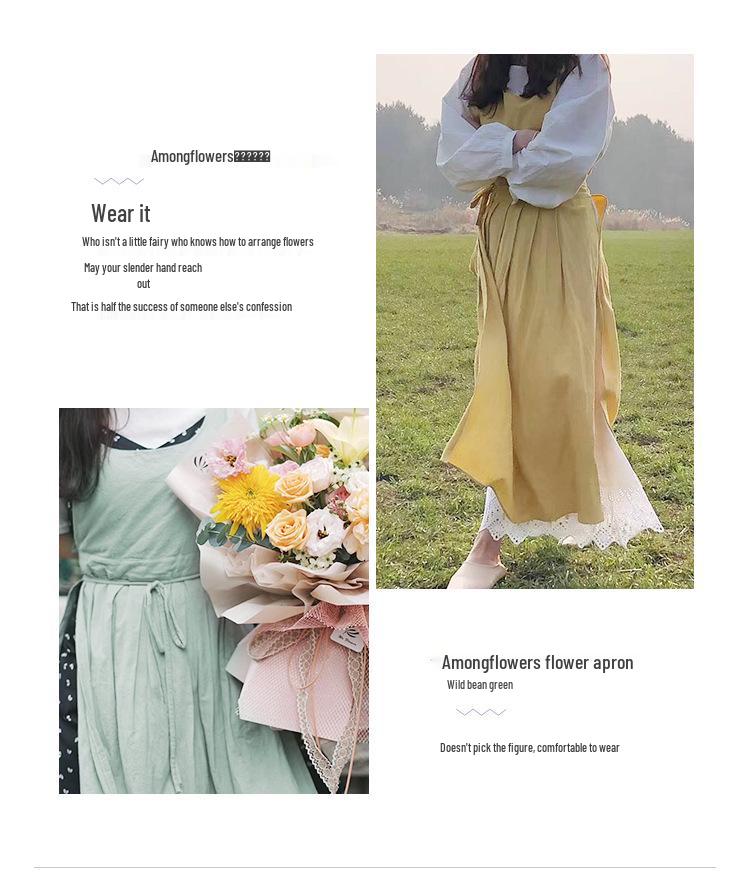 Retro Art Bawełniany i Lniany Fartuch w Stylu Mori z Nadrukowanym Logo