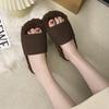 Thick-bottomed fluffy slippers for women to wear in the autumn and winter of 2025, the new one-word velvet warm lamb cake wool cotton mop is versatile