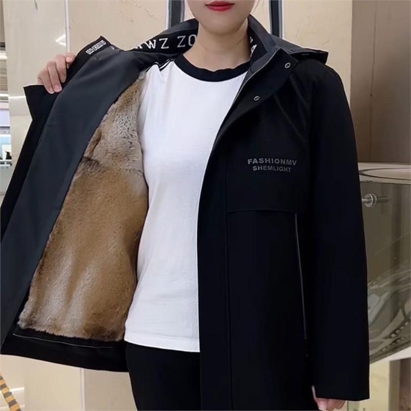 Men's Winter Thick Velvet Lined Fur Parka - Business Casual Mid-Length Coat