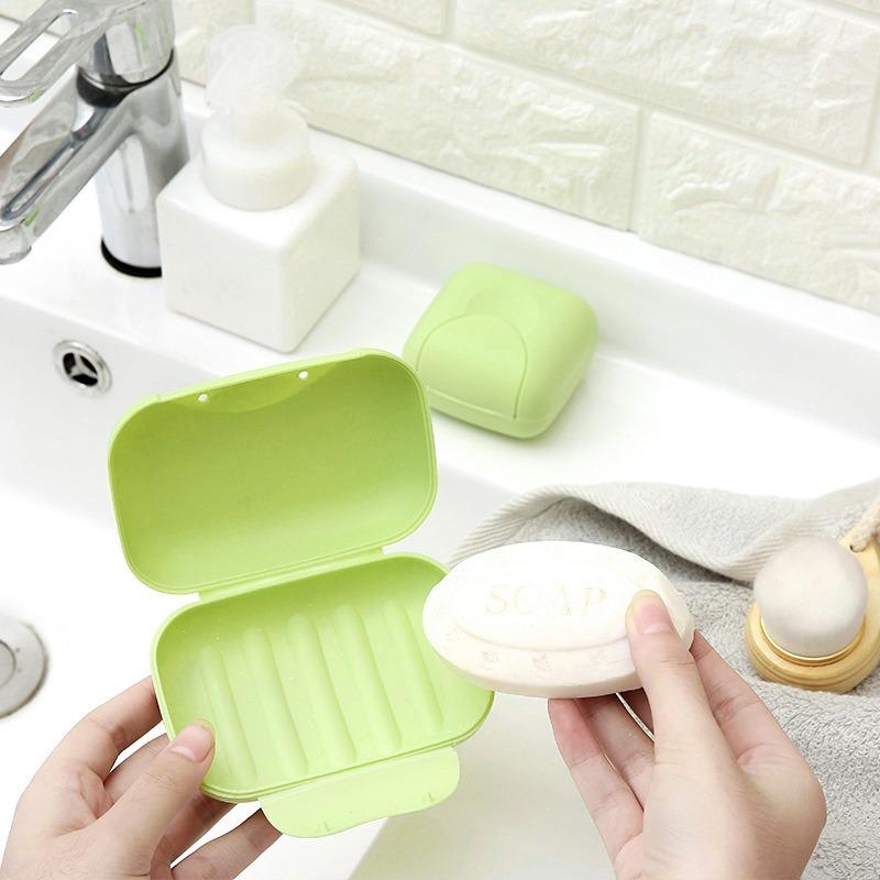 Practical Handmade Soap Box Case Dishes Waterproof Leakproof With Lock Cover 4 Colors