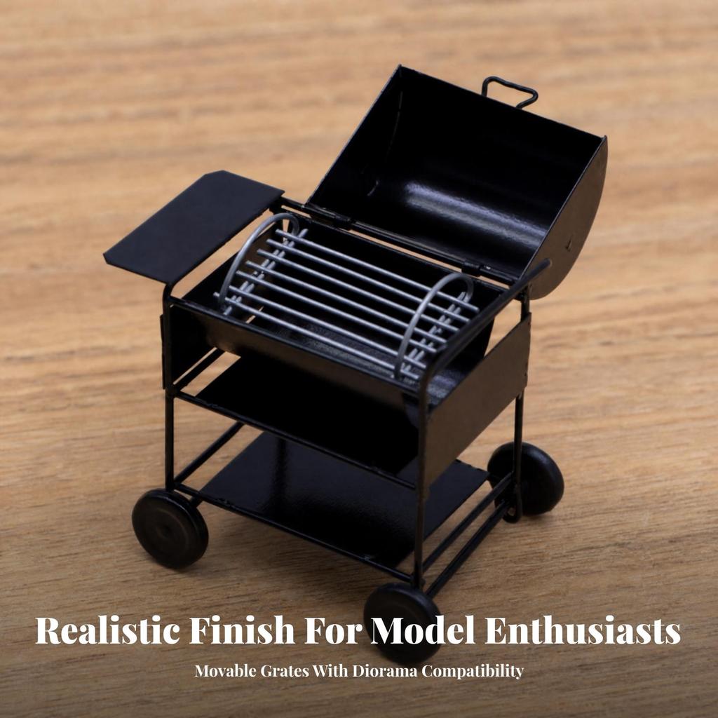 Miniature Barbecue Grill with Openable Lid Decorative Dollhouse