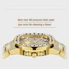 Hip Hop Iced Out Mens Watch Diamond Paved Analog Quartz Watch Waterproof Stainless Steel Luxury Wristwatch