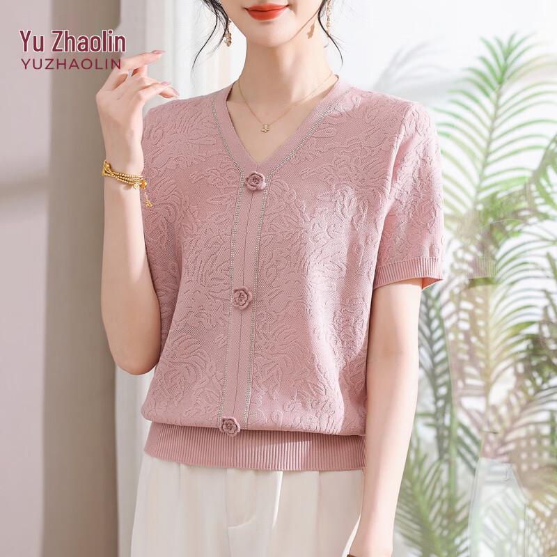 YUZHAOLIN Women s V-Neck Jacquard Knit Top XXL