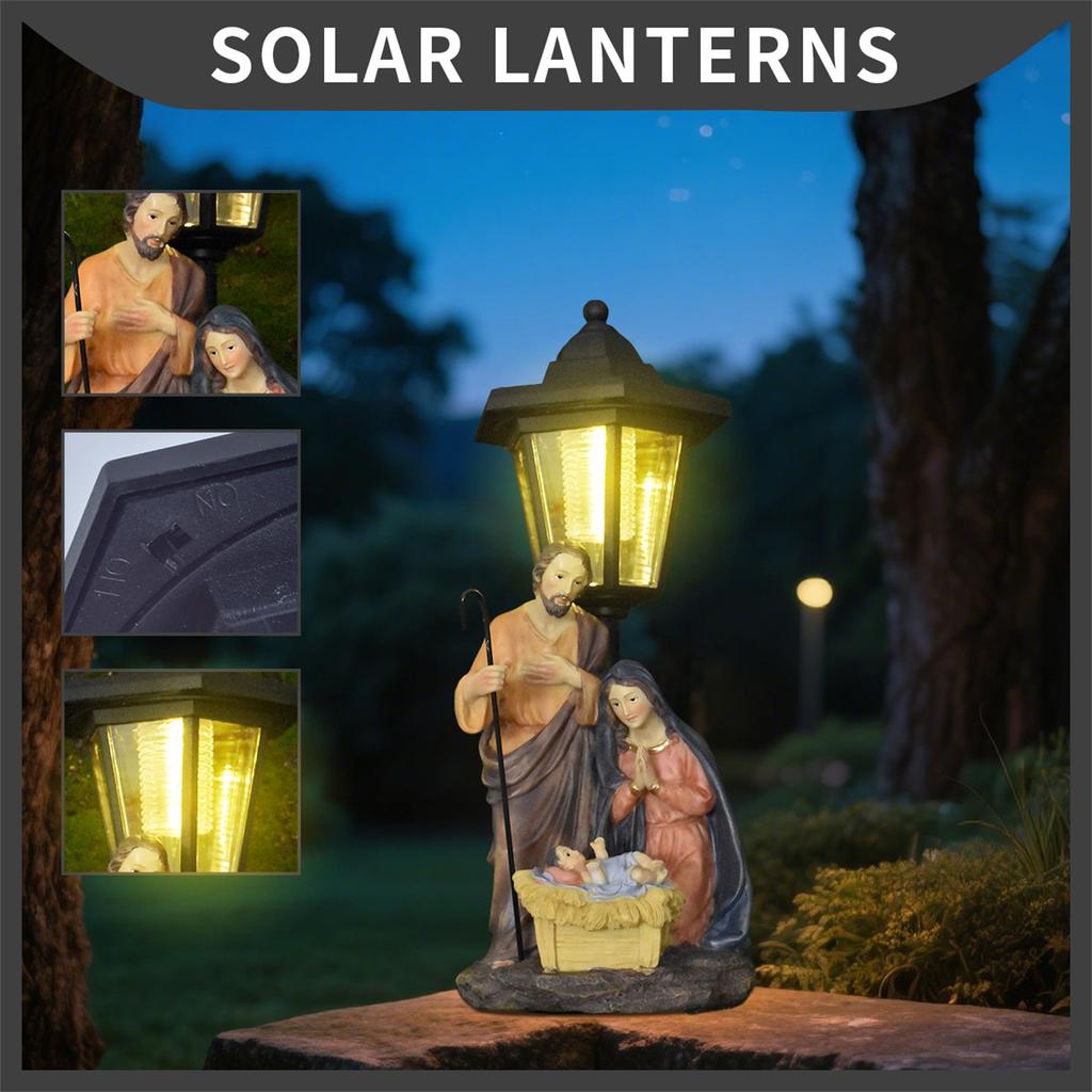 Resin Family Theme Solar Outdoor Light Statue