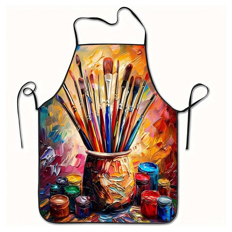 Cartoon Cat Pattern Waterresistant Cooking Apron For Men Women And Kids In Casual Style