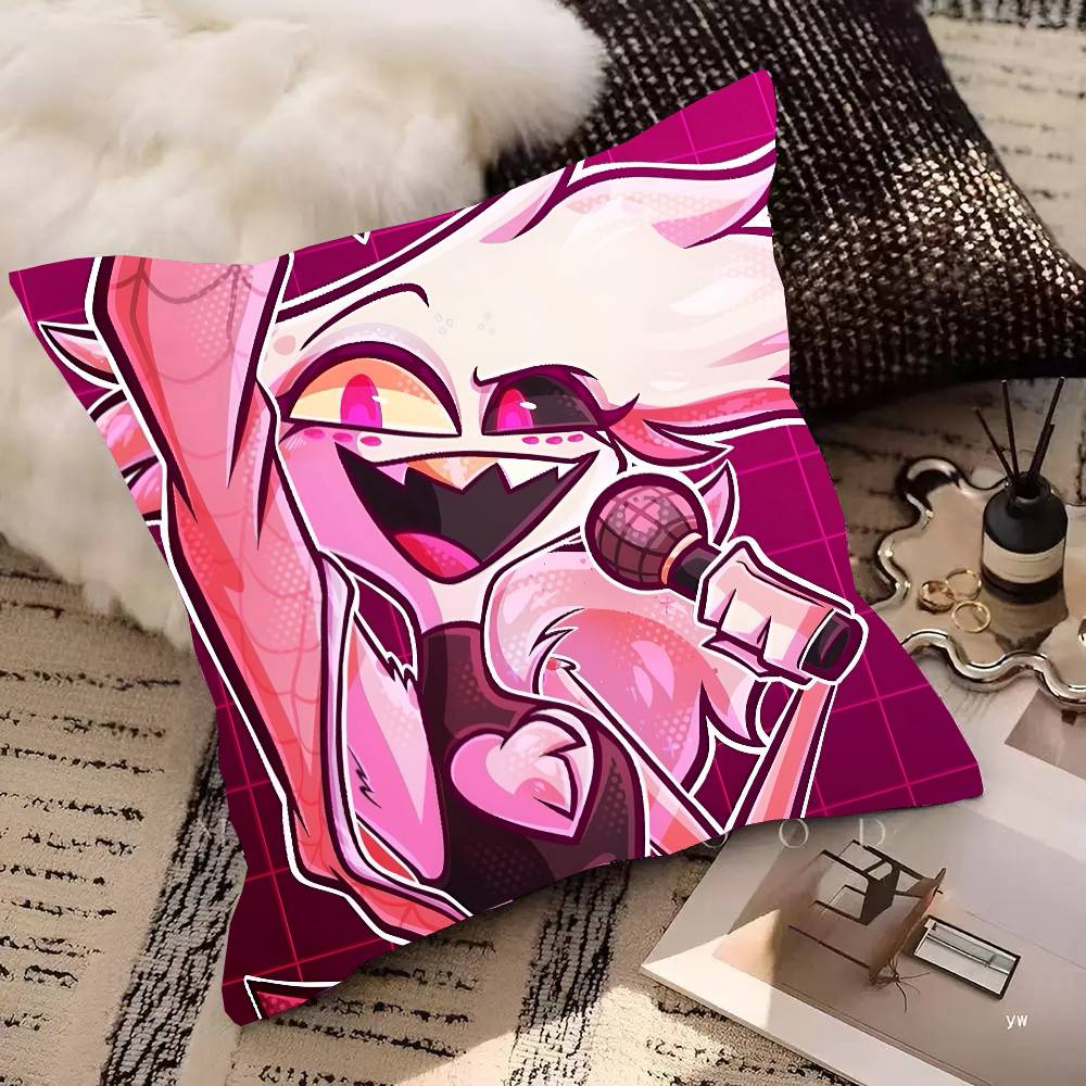 Winkelstaub H-Hazbin Hotel Anime Kissenbezug Quadratisches Kissen Schlafzimmer Sofa Freizeit Komfort Kissen Auto Heimdekoration