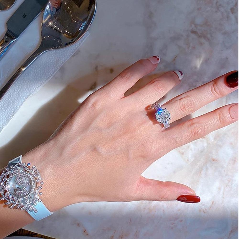 Prinzessin Quadrat Simulierter Diamantring für Damen Voll Pavé Braut Ehering mit Nahtloser Fassung
