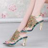 Plus Big Size 41 44 Small 33 Women Sandals Elegant Party Dress Biling Crystal Sandals Women Outdoor Rhinestones Thin High Heel