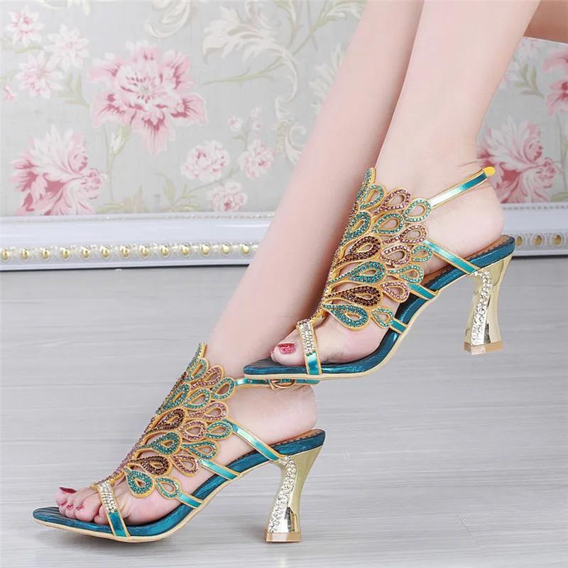 Plus Big Size 41 44 Small 33 Women Sandals Elegant Party Dress Biling Crystal Sandals Women Outdoor Rhinestones Thin High Heel