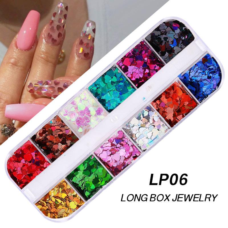 Nagelkunst Liebesherz Pailletten Symphonie Laser Glitzer Kleine Rote Herzen Nägel Ultradünner Pfirsichherz Patch Schmuck