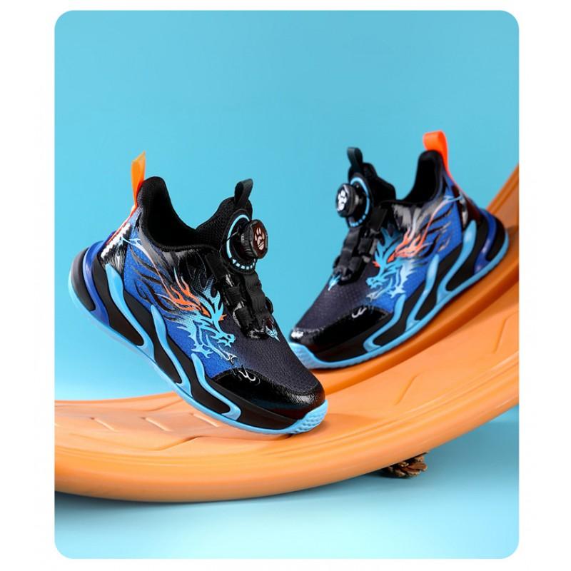 Youth style shoes Boys Basketball Shoes Kids Lightweight Anti-Slip Rubber Sole Winter Warm Lined Sneakers With Rotating Buckle