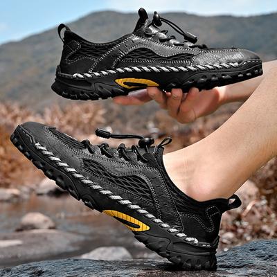 Outdoor-Tasche Kopf-Gummiband Mesh-Schuhe Sommer hohl atmungsaktiv Herrenschuhe lässig Wandern große Größe genähte Schuhe