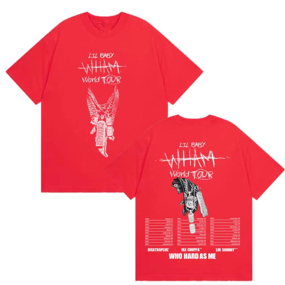 Rapper Lil Baby Wham World Tour 2025 Print T-Shirts Herren Gothic Hip Hop Punk Kleidung T-Shirt Damen Retro Übergroßes Baumwoll-T-Shirt