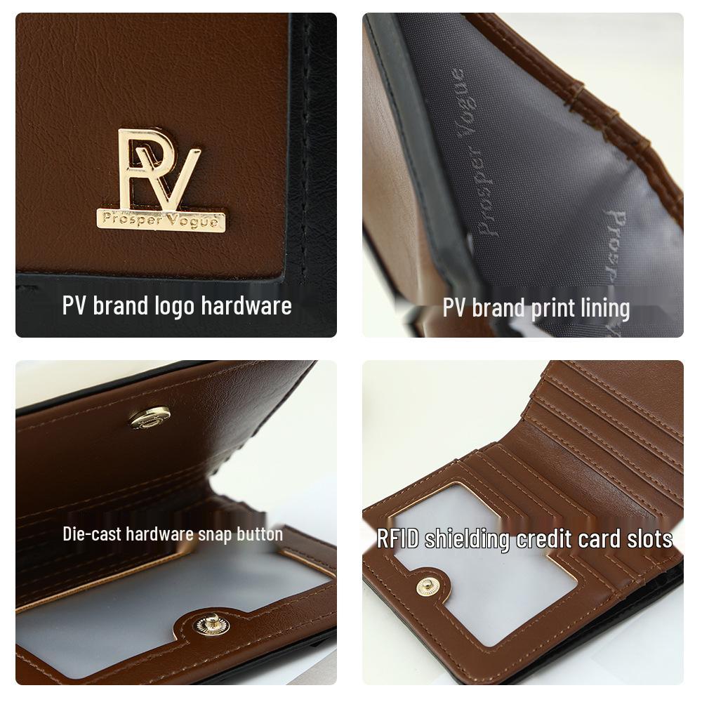 New Women's Lightweight Calfskin Wallet - Patchwork Color Block Design, Multi-Card Slots, Portable & Versatile.