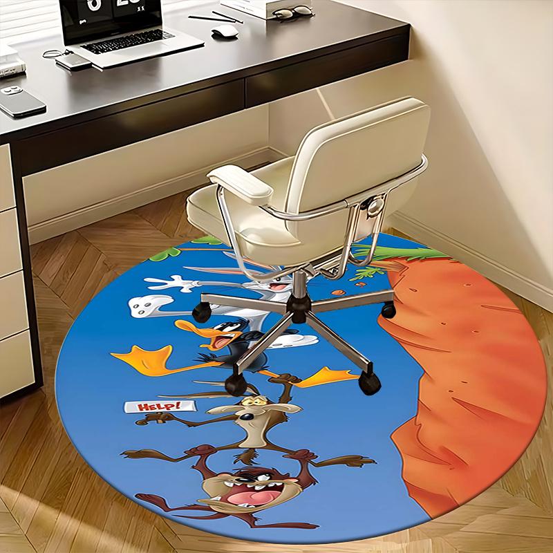 

,Looney Tunes Chair mat Round Rug-Office carpet, Machine Washable, Non-slip, Suitable for Living Rooms, Bedrooms, Entryways, and Holiday-the 80cm by 80cm