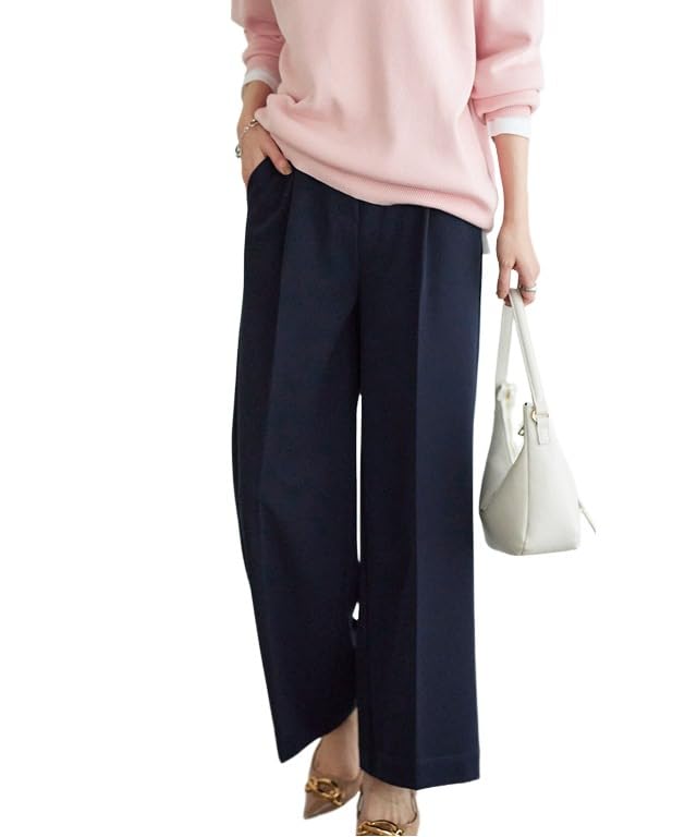 Pierrot Short Dark Navy Women s Wide-Leg Pants, Length,