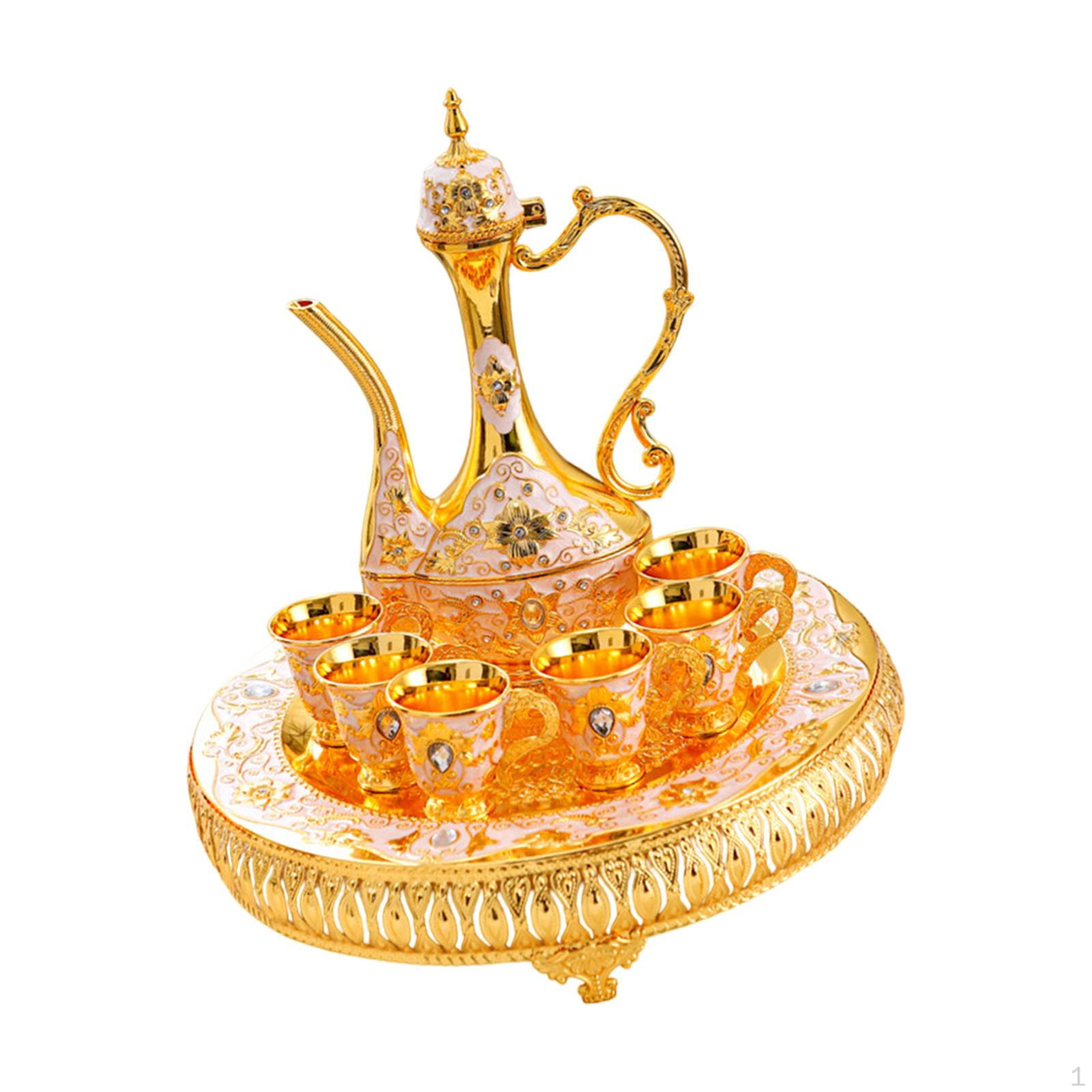 

Турецкий кофейник и коллекция чашек для домашнего использования, чайный сервиз, празднование gold white