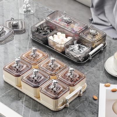 Light Luxury Transparent Fruit Tray Home Living Room Coffee Table Candy Tray Nut Dried Fruit Storage Box Refreshment Snack Platter