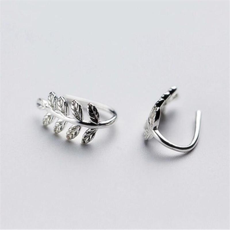 Korean Style Sen Leaves 925 Sterling Silver Fashion Jewelry Ear Hook Simple Honey Leaf Mini Tree Branch Earrings E128