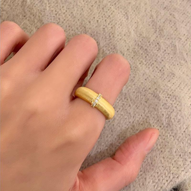 Adjustable Matte Brushed Ring for Women – Elegant, Light Luxury, Open Index Finger Ring