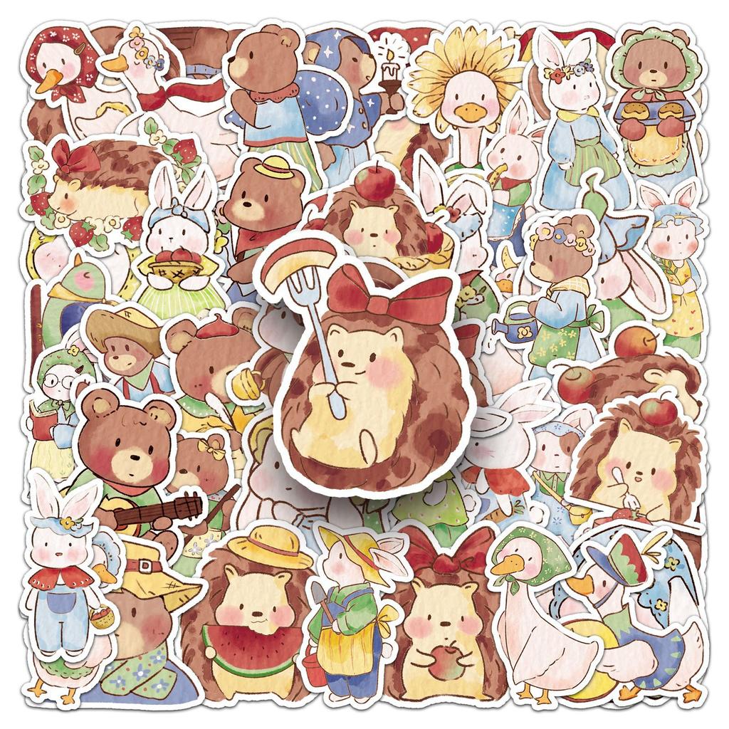 50 Pictures of Forest Animal Graffiti Stickers Cartoon Cute Guka Decorative Mobile Phone Case Water Cup Stickers