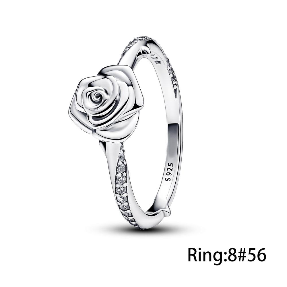 2024 Nuevo anillo de pulsera con dije de rosa colgante de amor romántico de plata esterlina S925 compatible con pulsera original DIY para mujeres