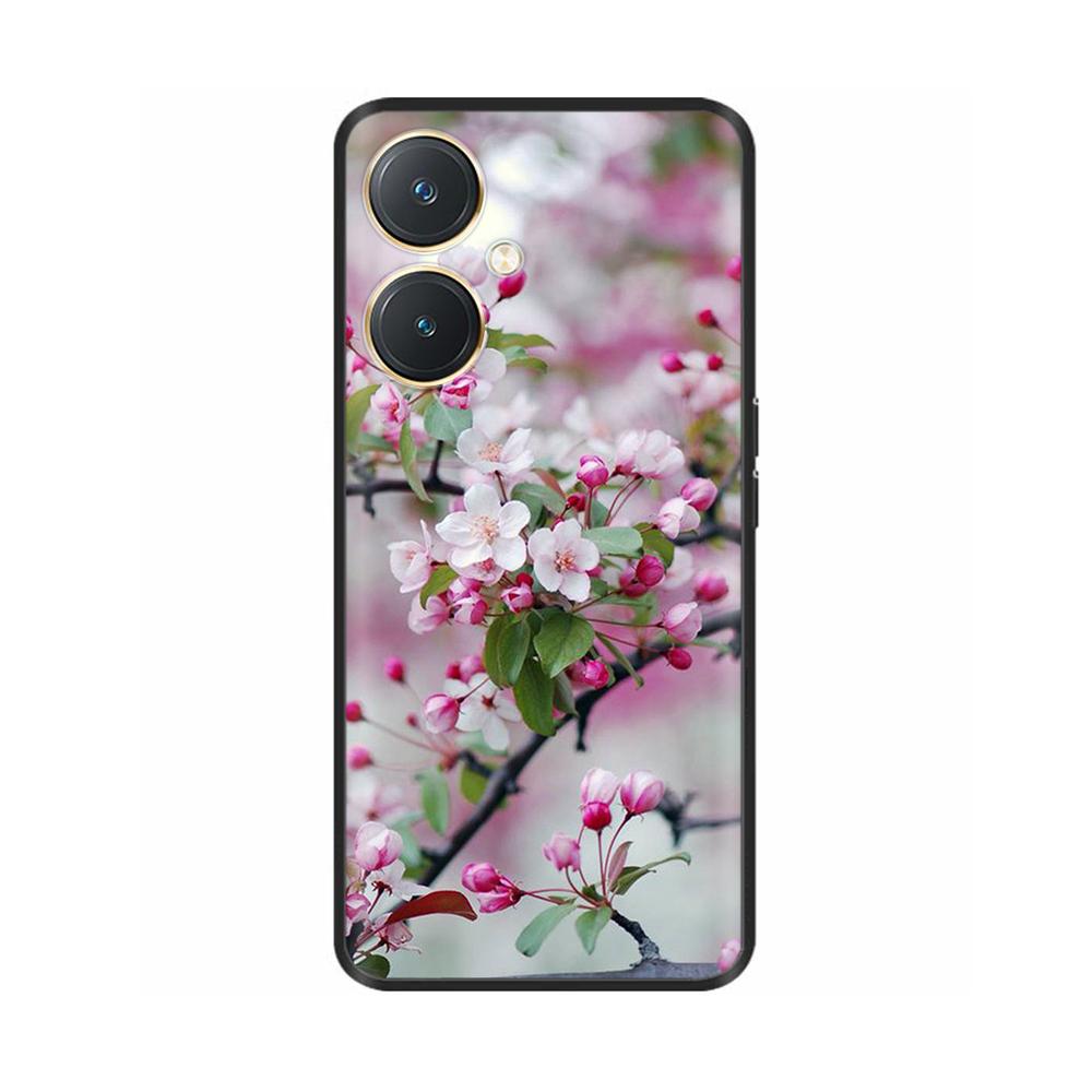 For Vivo Y27 Y27s Case Fashion Flowers Black Soft Coque Silicone Shockproof TPU Phone Cover Funda for Vivo Y27 Y 27 Bumper V2249