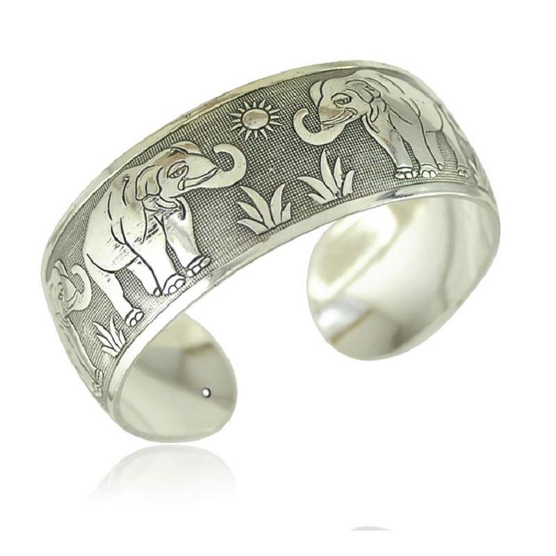 Vintage Cuff Bracelet Tibetan copper Plated Carved Flower Geometric Animal Opening Bangle Adjustable Indian Zircon Women Gifts