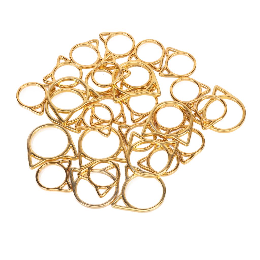 30pcs Cat Ear Knitting Stitch Markers Gold DIY Handcraft Plating Cute Stitch Marker Rings for