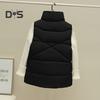 Women Fall Winter Vest Coat Thickened Padded Solid Color Sleeveless Cardigan Zipper Closure Stand Collar Pockets Windproof Warm Women Plus Size