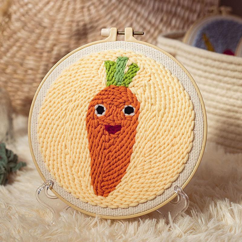 Russian DIY Punch Needle Embroidery Kit: Includes Yarn, Needle, Latch Hook, & Hoop for Knitting & Ornament Crafting