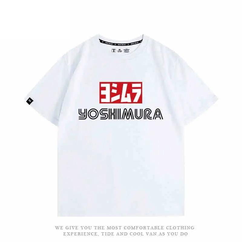 T-shirt in Cotone Lavorato Lenta Yoshimura Exhaust Locomotive Ar Ai Factory Team Moto Modificata Work Streetwear Estiva Nuova Maglietta Top Oversize Uomo Donna
