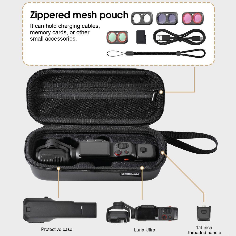 Waterproof Mini Carrying Case PU Handbag for Insta360 Luna Ultra Gimbal Camera Accessories