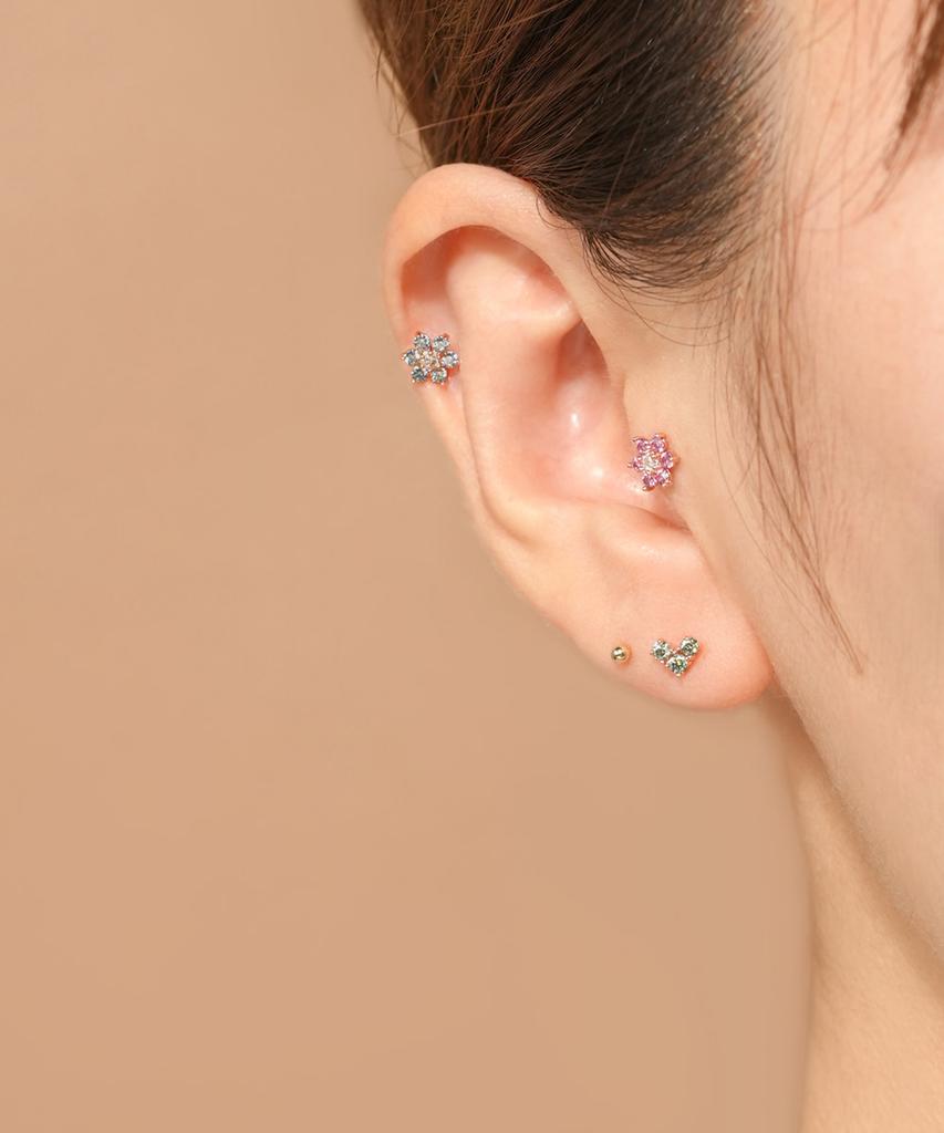 Minimalpiercing 14K Moissanite Diamond Color Lovely Flower Piercing Earrings