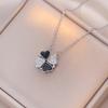 Women's Japanese Korean Folding Fashion Two-Wearing Four-Leaf Flower Heart-to-Heart Clavicle Necklace Zircon Copper Water-Wave