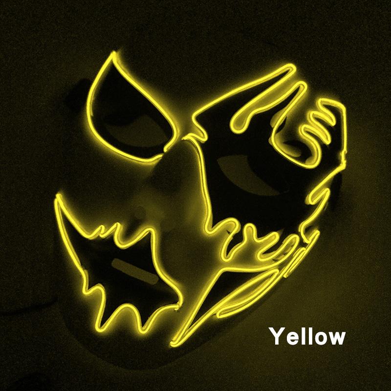 Led Light Up Scary Mask Shuffle Dance Cosplay Mask Glowing Purge Mask For Adult Dancer Halloween Party Show Props