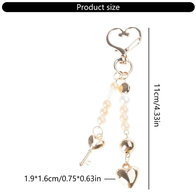 Perlen Herz Anhänger Schlüsselanhänger Zubehör stilvoll Legierung Freundschaft Schmuck Elegant Valentinstagsgeschenk Für Sie