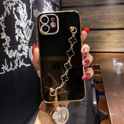 Luxury Jewelry Bracelet Chain Plating Phone Case For iPhone 16 15 14 13 12 11 Pro XS Max Mini XR X 8 7 Plus Square Protective Soft Silicone Cover