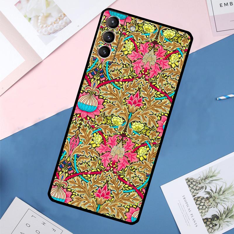 William Morris Strawberry Thief Case For Samsung Galaxy S22 S23 S24 Ultra S9 S10 Plus Note 10 20 Ultra S20 S21 FE Cover